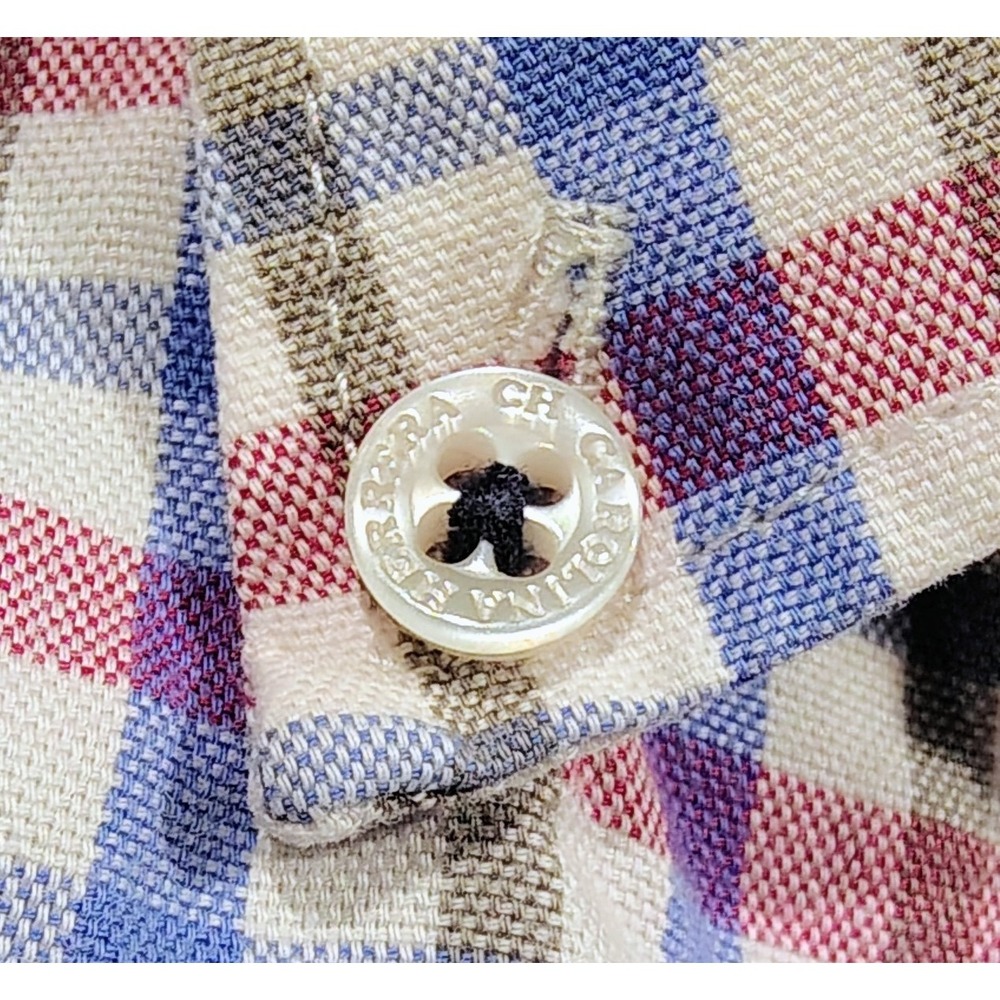 Carolina Herrera Men's Shirt Button Down Size 15 1/2 Cotton Plaid Multicolor M - Picture 7 of 13